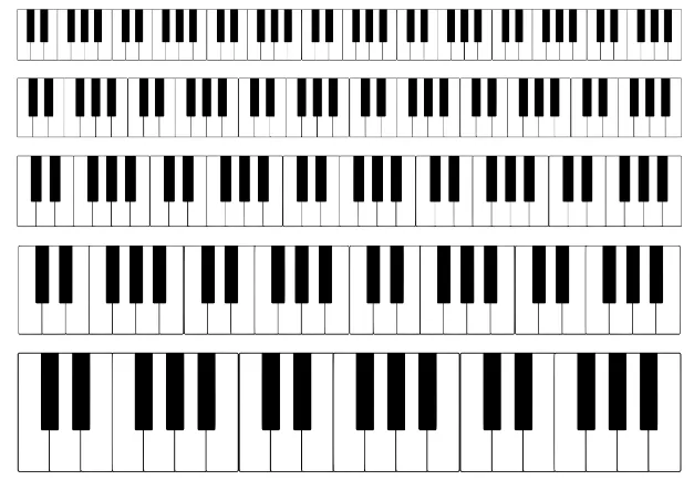 clavier de piano de différentes tailles
